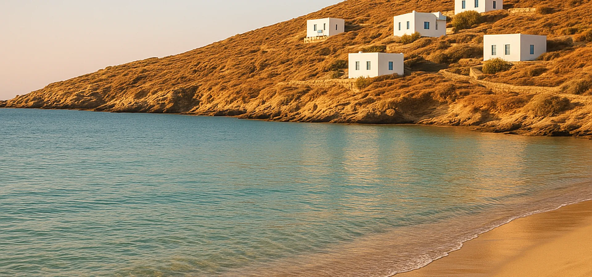 Παραλία με τιρκουάζ θάλασσα σε νησί των Κυκλάδων